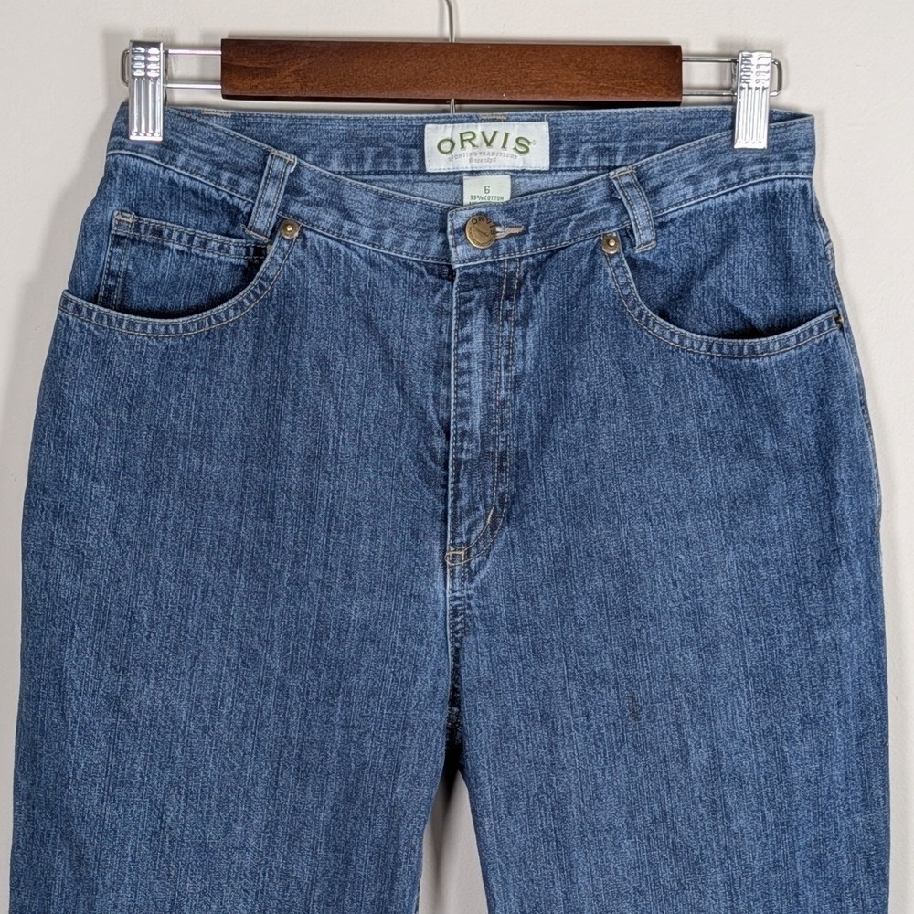 Orvis Jeans Women 6 Blue Straight Leg Mid Rise Medium Wash Nature Girl Fisherman